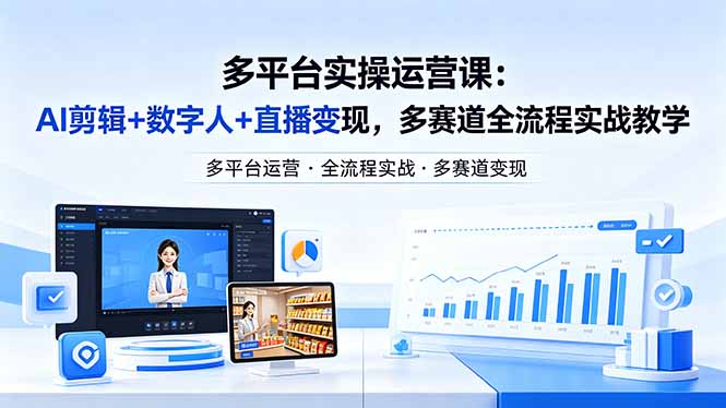 某团队多平台实操运营课-更新26年4月20：AI剪辑+数字人+直播变现，多赛道全流程实战教学-985网创