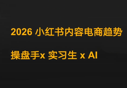 迪安·2026小红书内容电商趋势操盘手x实习生xAI-985网创