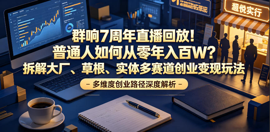 群响7周年直播回放！普通人如何从零年入百W？拆解大厂、草根、实体多赛道创业变现玩法-985网创