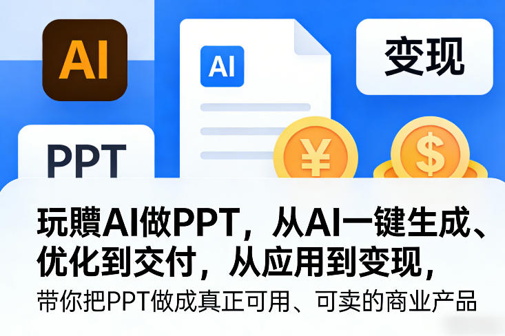 玩賺AI做PPT，从AI一键生成、优化到交付，从应用到变现，带你把PPT做成真正可用、可卖的商业产品(更新0904)-985网创