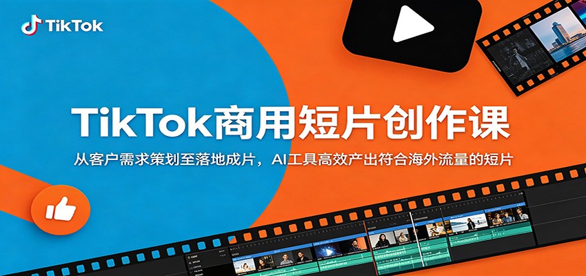 TikTok商用短片创作课：从客户需求策划至落地成片，AI工具高效产出符合海外流量的短片-985网创