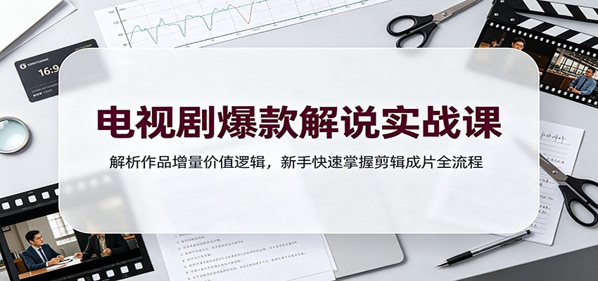 电视剧爆款解说实战课：解析作品增量价值逻辑，新手快速掌握剪辑成片全流程-985网创