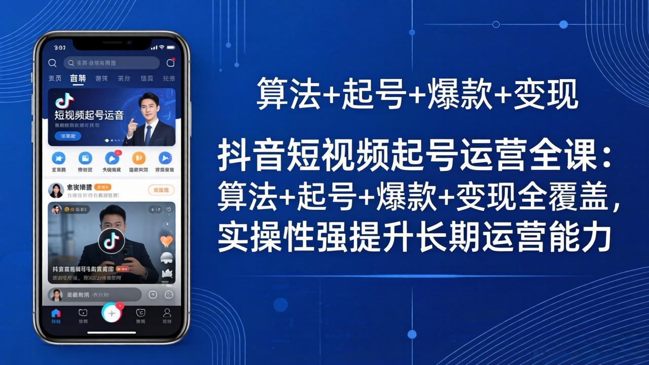 抖音短视频起号运营全课：算法+起号+爆款+变现全覆盖，实操性强提升长期运营能力-985网创