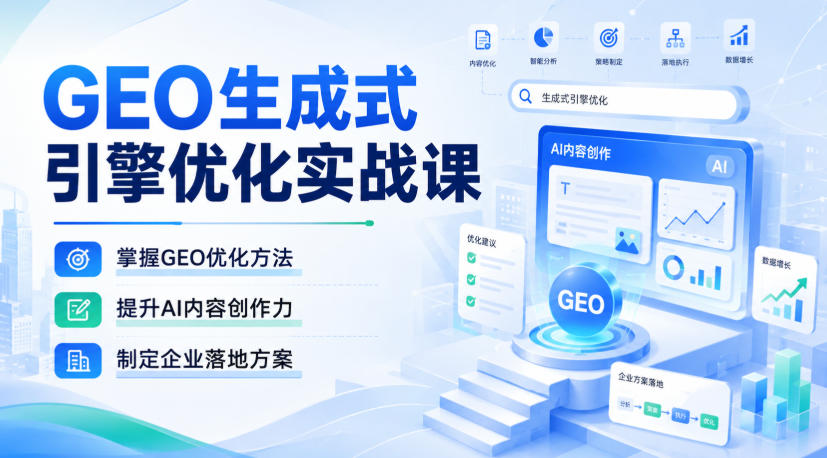 GEO生成式引擎优化实战课，掌握GEO优化方法，提升AI内容创作力，制定企业落地方案-985网创