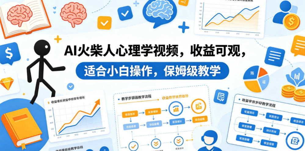 AI火柴人心理学视频，收益可观，适合小白操作，保姆级教学-985网创