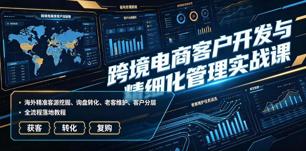 跨境电商客户开发与精细化管理实战课｜海外精准客源挖掘、询盘转化、老客维护、客户分层全流程落地教程-985网创