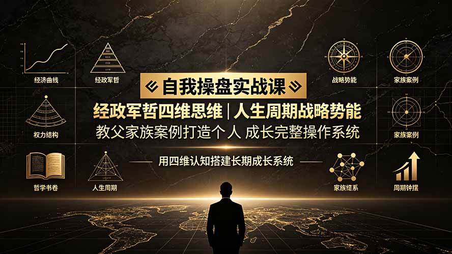 （19398期）自我操盘实战课：经政军哲四维思维｜人生周期战略势能｜教父家族案例打造个人成长完整操作系统-985网创
