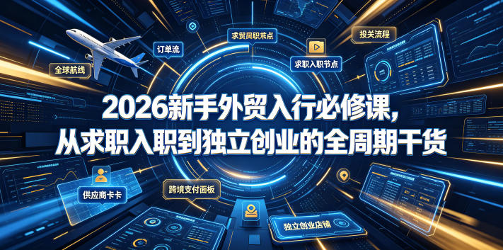 2026新手外贸入行必修课，从求职入职到独立创业的全周期干货-985网创
