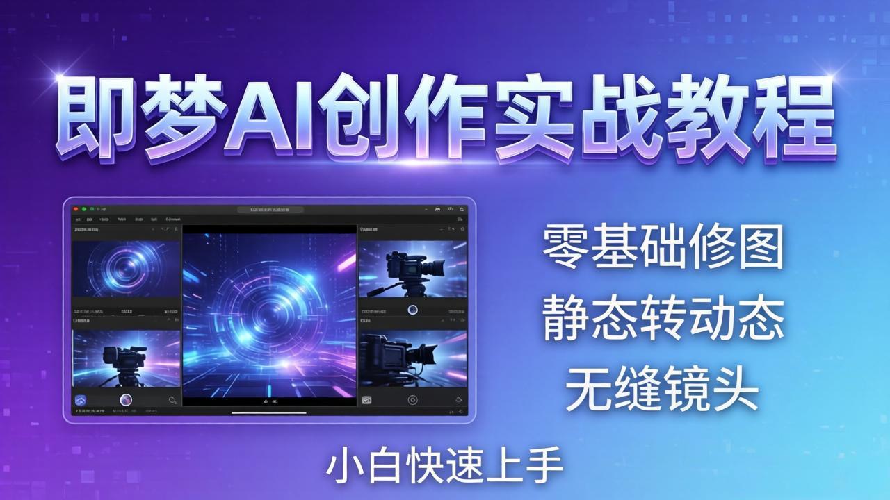 即梦AI创作实战教程，从零基础修图到AI导演，实战教学静态转动态+无缝镜头，小白快速上手-985网创