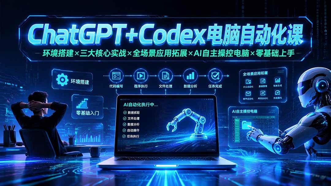 （19583期）ChatGPT+Codex电脑自动化课：环境搭建×三大核心实战×全场景应用拓展×AI自主操控电脑×零基础上手-985网创