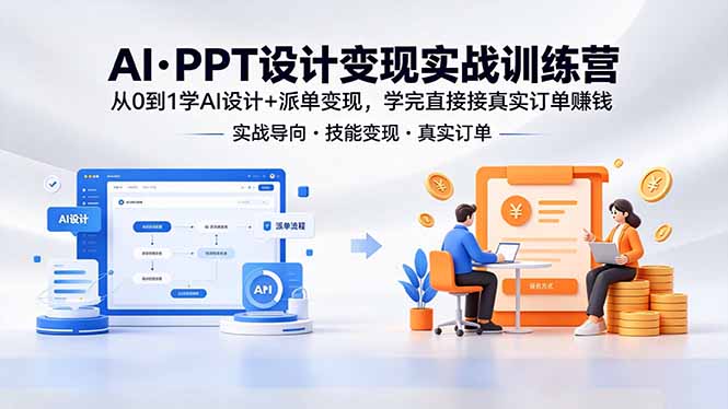 AI·PPT设计变现实战训练营，从0到1学AI设计+派单变现，学完直接接真实订单赚钱-985网创