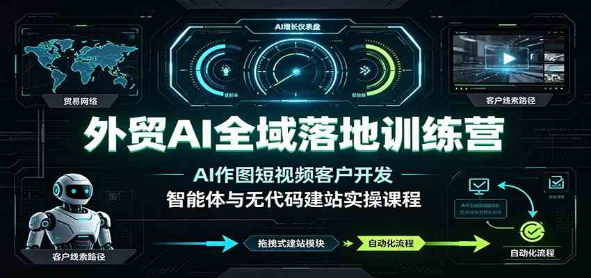 外贸AI全域落地训练营：AI作图短视频客户开发，智能体与无代码建站实操课程-985网创
