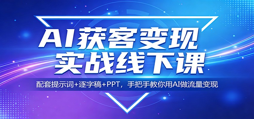 AI获客变现实战线下课：配套提示词+逐字稿+PPT，手把手教你用AI做流量变现-985网创