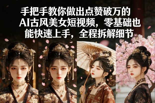 手把手教你做出点赞破万的AI古风美女短视频，零基础也能快速上手，全程拆解细节-985网创