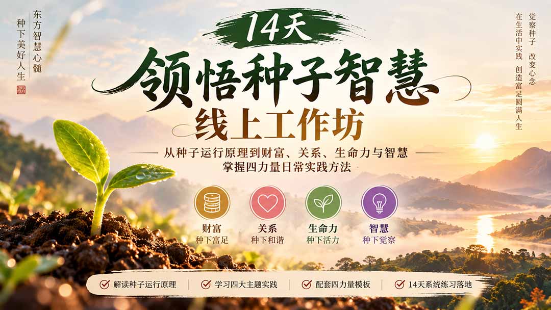 14天领悟种子智慧线上工作坊｜从种子运行原理到财富、关系、生命力与智慧，掌握四力量日常实践方法-985网创
