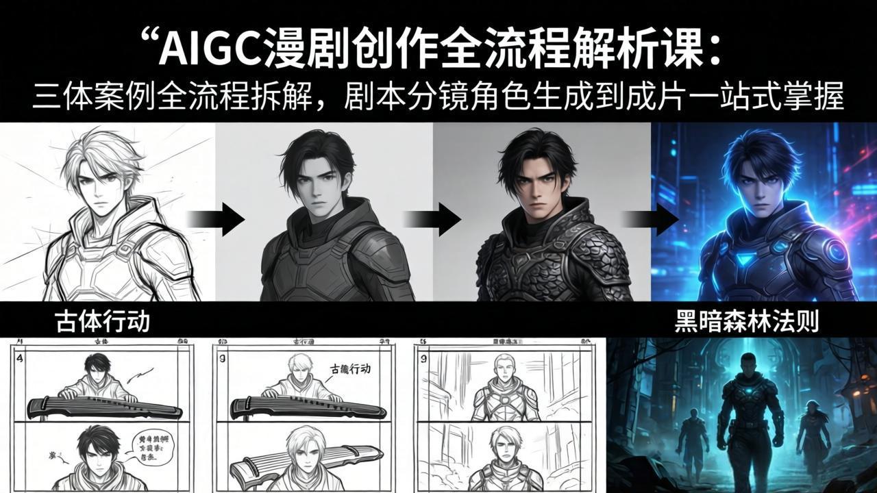 AIGC漫剧创作全流程解析课：三体案例全流程拆解，剧本分镜角色生成到成片一站式掌握-985网创