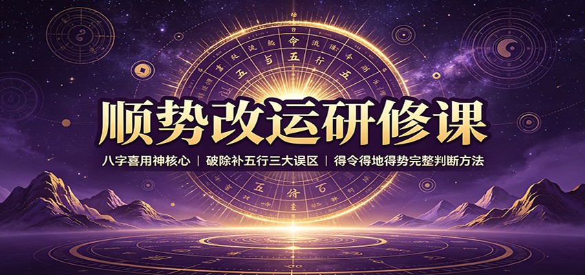 顺势改运研修课：八字喜用神核心，破除补五行三大误区，得令得地得势完整判断方法-985网创