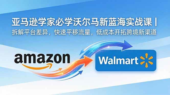 （18635期）亚马逊卖家必学沃尔玛新蓝海实战课｜拆解平台差异，快速平移流量，低成本开拓跨境新渠道-985网创