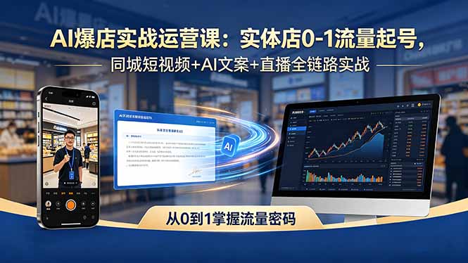 AI爆店实战运营课：实体店0-1流量起号，同城短视频+AI文案+直播全链路实战-985网创