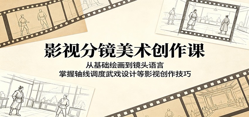 影视分镜美术创作课：从基础绘画到镜头语言，掌握轴线调度武戏设计等影视创作技巧-985网创