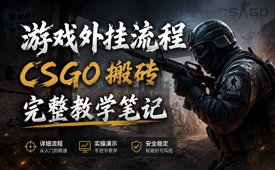 游戏挂机全流程笔记分享，CSGO游戏搬砖，小白看了当天学会见收益-985网创