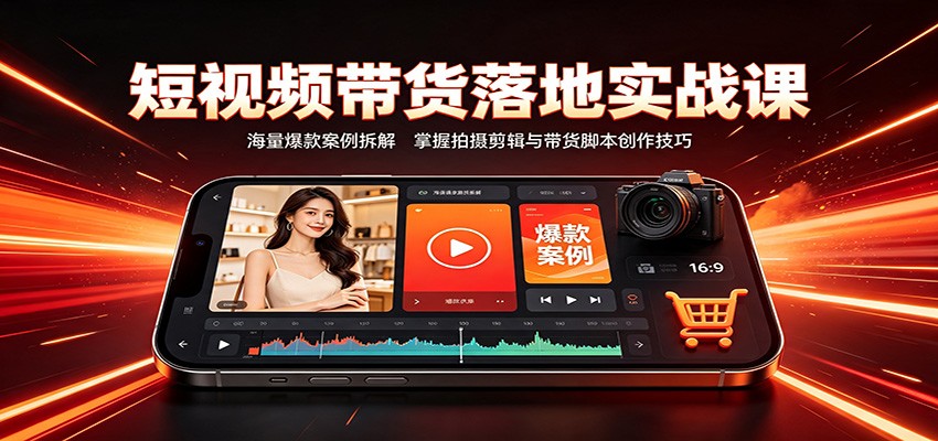 短视频带货落地实战课：海量爆款案例拆解，掌握拍摄剪辑与带货脚本创作技巧-985网创