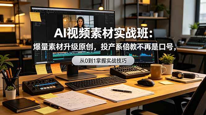 （19085期）AI视频素材实战班：爆量素材升级原创，投产翻倍不再是口号，0-1系统教学实战落地-985网创