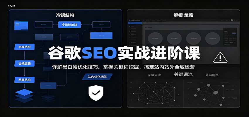 2026谷歌SEO实战进阶课：详解黑白帽优化技巧，掌握关键词挖掘，搞定站内站外全域运营-985网创
