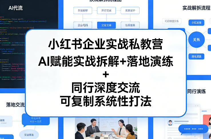小红书企业实战私教营，AI赋能实战拆解+落地演练+同行深度交流，可复制系统性打法-985网创