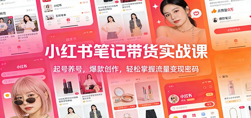 小红书笔记带货实战课：起号养号，爆款创作，轻松掌握流量变现密码-985网创