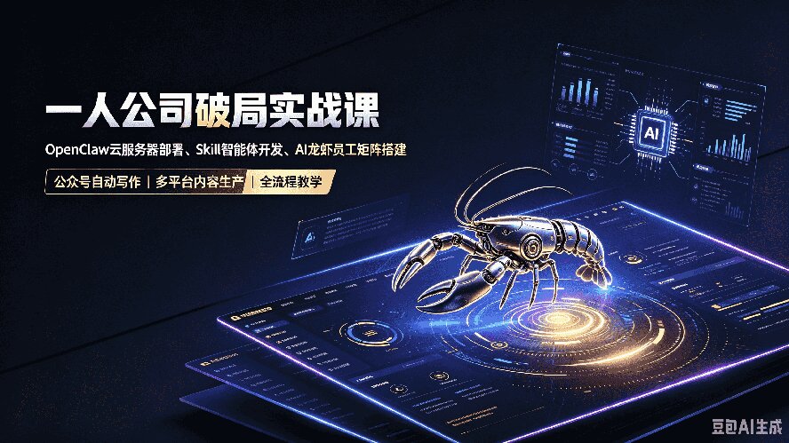一人公司破局实战课｜OpenClaw云服务器部署、Skill智能体开发、AI龙虾员工矩阵搭建，公众号自动写作与多平台内容...-985网创