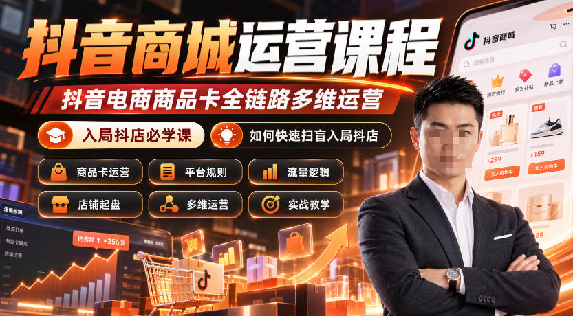 抖音商城运营课程，抖音电商商品卡全链路多维运营，入局抖店必学课， 如何快速扫盲入局抖店(更新1017)-985网创