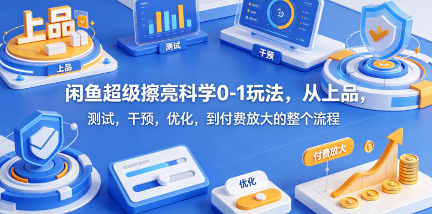 闲鱼超级擦亮科学0-1玩法，从上品，测试，干预，优化，到付费放大的整个流程-985网创