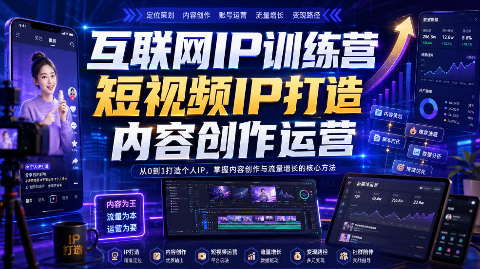 互联网IP训练营，短视频IP打造，内容创作运营-985网创