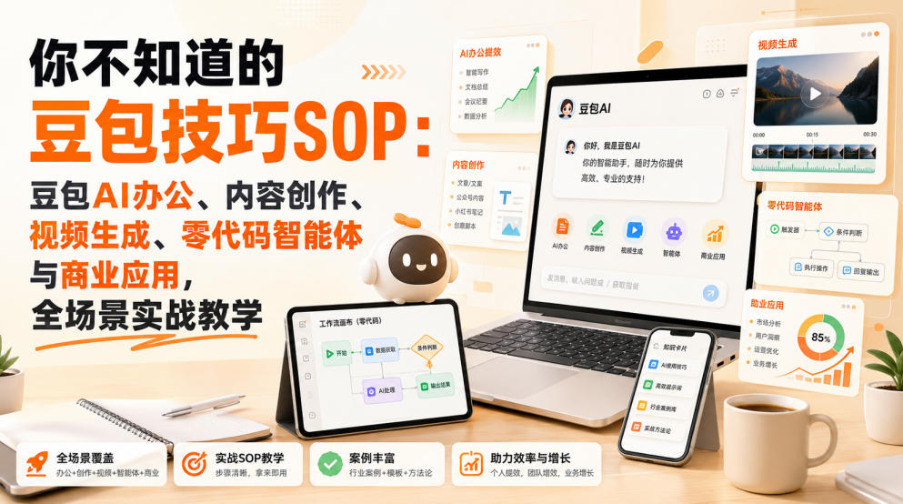 你不知道的豆包技巧SOP：豆包AI办公、内容创作、视频生成、零代码智能体与商业应用，全场景实战教学-985网创