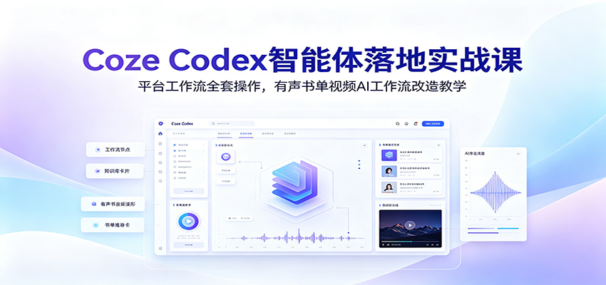 Coze Codex智能体落地实战课：平台工作流全套操作，有声书单视频AI工作流改造教学-985网创