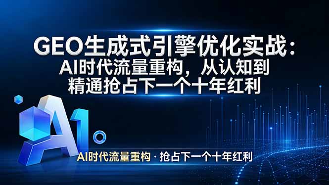 GEO 生成式引擎优化实战：AI时代流量重构，从认知到精通抢占下一个十年红利-985网创