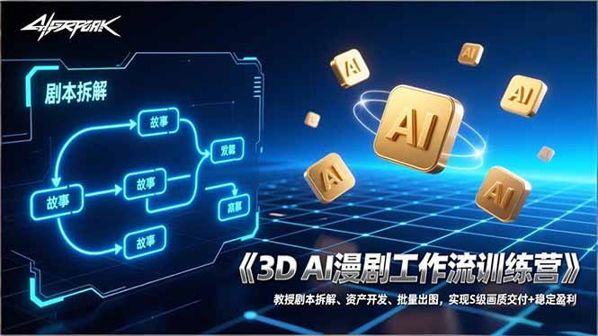 3D AI漫剧工作流训练营：教授剧本拆解、资产开发、批量出图，实现S级画质交付+稳定盈利-985网创