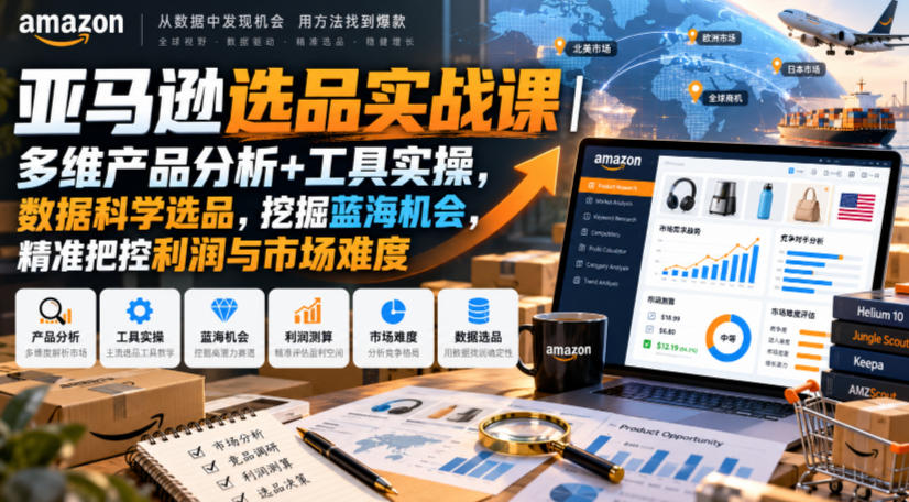 亚马逊选品实战课｜多维产品分析+工具实操，数据科学选品，挖掘蓝海机会，精准把控利润与市场难度-985网创