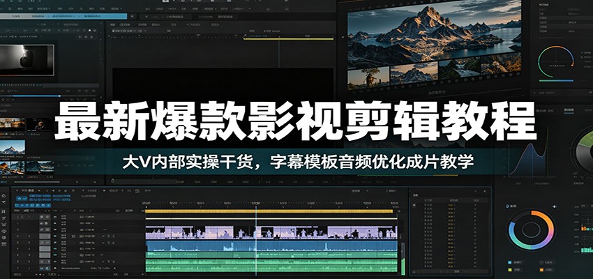 最新爆款影视剪辑教程：大V内部实操干货，字幕模板音频优化成片教学-985网创