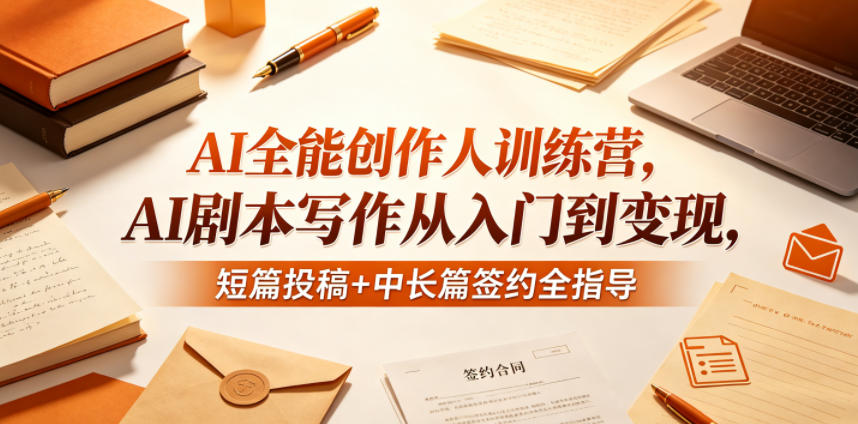 AI全能创作人训练营，AI剧本写作从入门到变现，短篇投稿+中长篇签约全指导-985网创