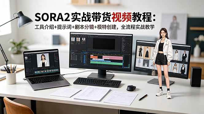 （18718期）SORA2实战带货视频教程：工具介绍+提示词+剧本分镜+模特创建，全流程实战教学-985网创