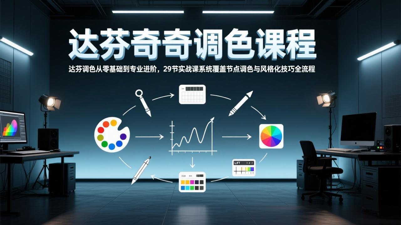 达芬奇调色从零基础到专业进阶，29节实战课系统覆盖节点调色与风格化技巧全流程-985网创