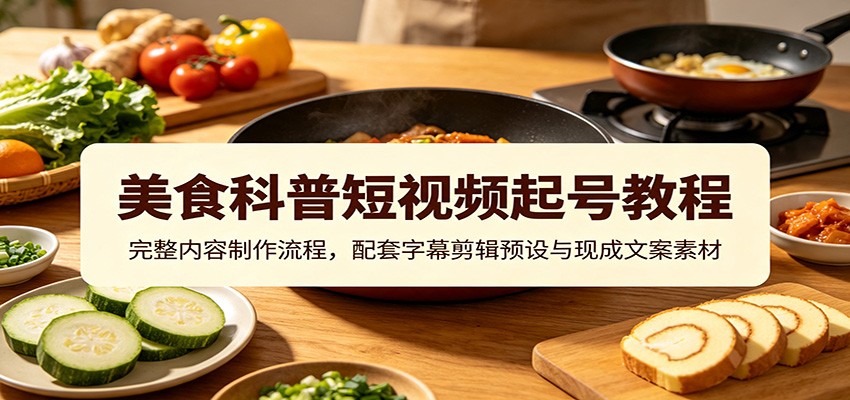 美食科普短视频起号教程：完整内容制作流程，配套字幕剪辑预设与现成文案素材-985网创