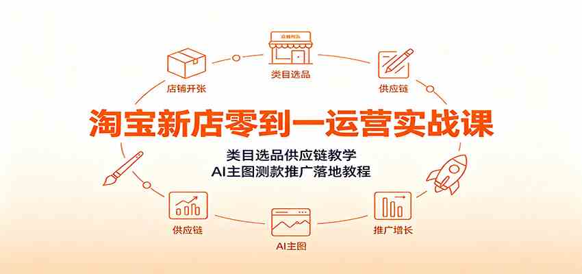 淘宝新店零到一运营实战课：类目选品供应链教学，AI主图测款推广落地教程-985网创