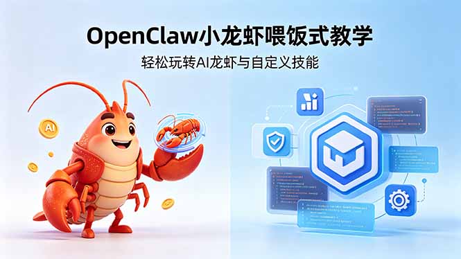 不用懂技术！OpenClaw小龙虾喂饭式教学，轻松玩转AI龙虾与自定义技能 (5月22更新-985网创