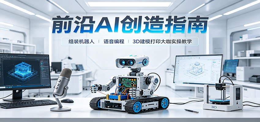 前沿AI创造指南：组装机器人、语音编程、3D建模打印大咖实操教学-985网创