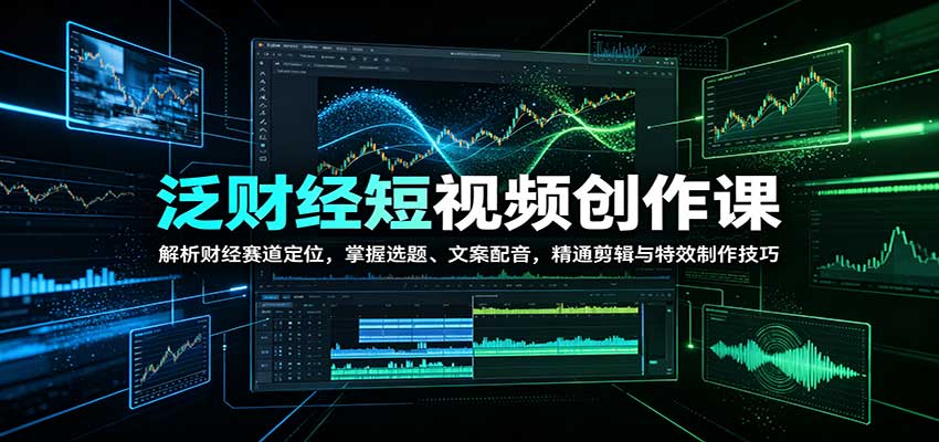 泛财经短视频创作课：解析财经赛道定位，掌握选题、文案配音，精通剪辑与特效制作技巧-985网创