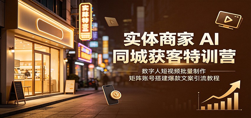 实体商家AI同城获客特训营：数字人短视频批量制作，矩阵账号搭建爆款文案引流教程-985网创
