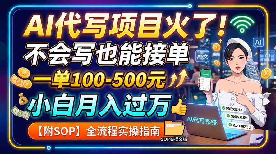 AI代写项目火了！不会写也能接单，一单100-500元，小白月入过万【附SOP】-985网创